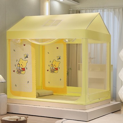 91家纺网 家纺一手货源 找家纺 安金 2023新款防摔迪士尼公主城堡儿童游戏屋坐床家用蚊帐 奶茶啵啵熊