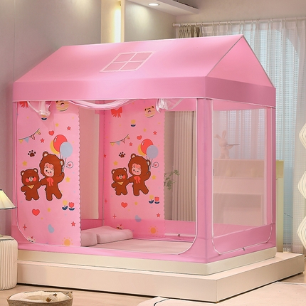 91家纺网 家纺一手货源 找家纺 安金 2023新款防摔迪士尼公主城堡儿童游戏屋坐床家用蚊帐 小熊仔