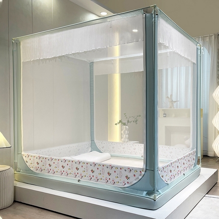 91家纺网 家纺一手货源 找家纺 安金 2023新款多功能家用外穿杆床笠式防摔坐床蚊帐 萌小兔