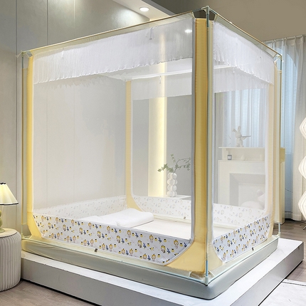 91家纺网 家纺一手货源 找家纺 安金 2023新款多功能家用外穿杆床笠式防摔坐床蚊帐 小蜜蜂