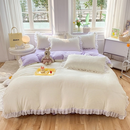 慕澄  2023新款叶子泡泡雪纺花边系列 叶子泡泡-米紫色