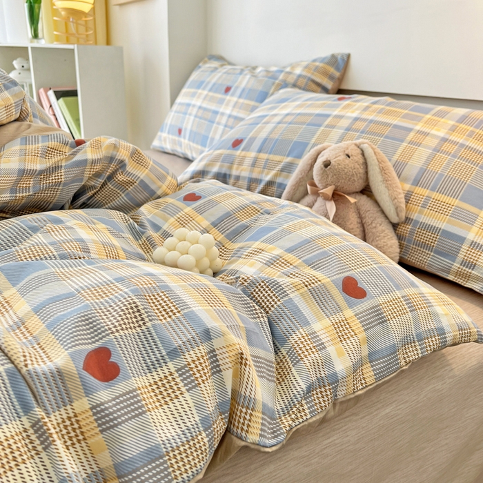 91家纺网 家纺一手货源 找家纺 西引力 2023新款全棉AB版童趣印花套件系列单品床单床笠 律动蓝