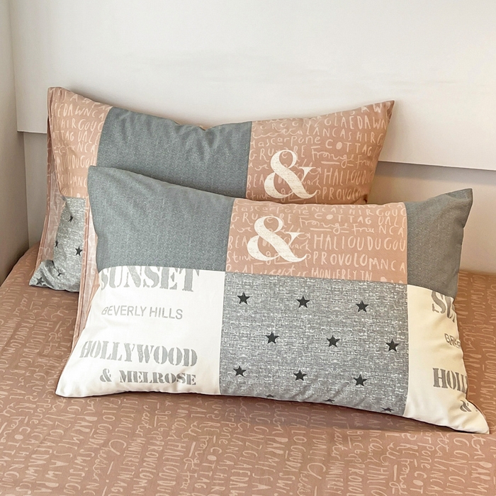 91家纺网 家纺一手货源 找家纺 西引力 2023新款全棉AB版童趣印花套件系列单品床单床笠 英伦字母