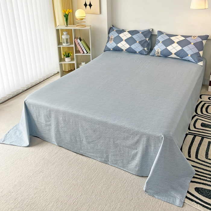 91家纺网 家纺一手货源 找家纺 西引力新款全棉AB版童趣印花套件系列四件套  英伦蓝