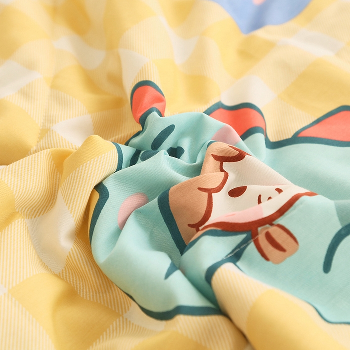 91家纺网 家纺一手货源 找家纺 莱宁被业 2023新款13070纯棉夏凉被全棉夏被四件套 春田花花