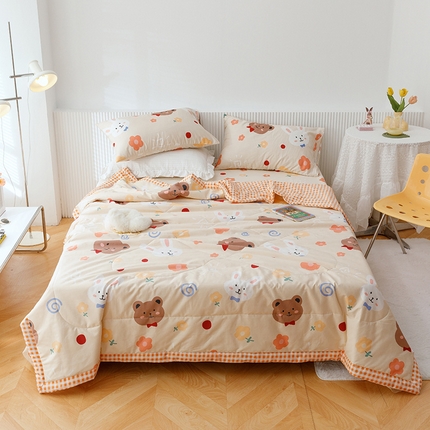 91家纺网 家纺一手货源 找家纺 总  2023直播新款13070纯棉夏凉被全棉夏被四件套