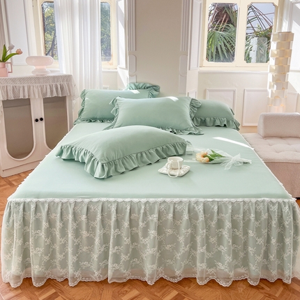 91家纺网 家纺一手货源 找家纺 （总）乐朵 2025春夏 23-3蔷薇 水洗棉麻 蕾丝床裙