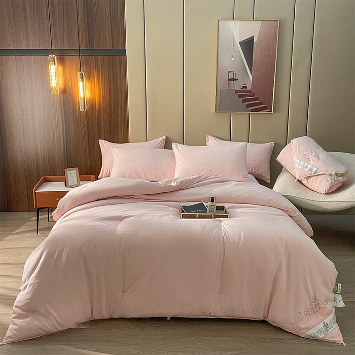 91家纺网 家纺一手货源 找家纺 蓝庭2023新款提花抗菌被子被芯夏被空调被春秋被冬被 粉色