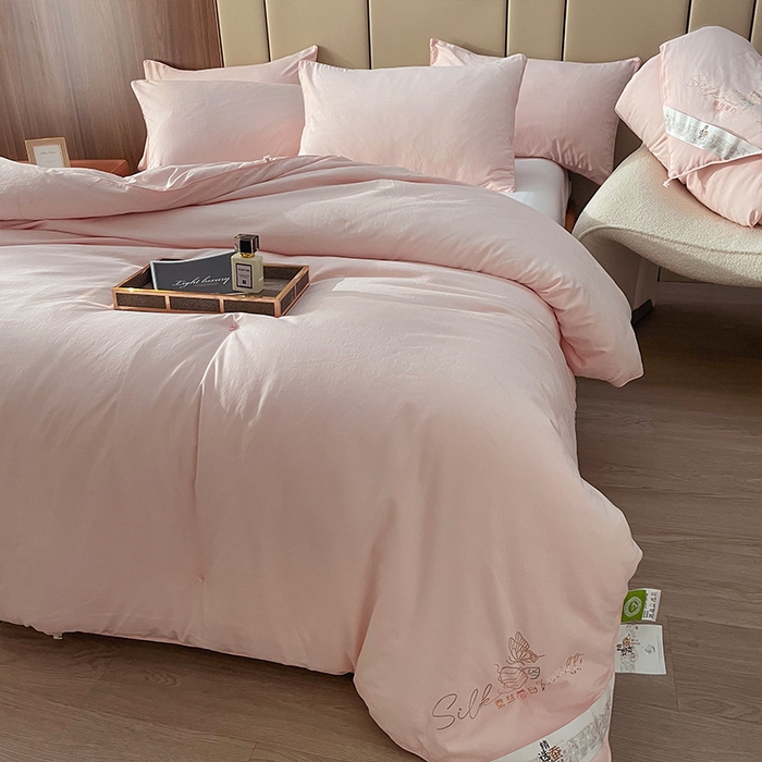 91家纺网 家纺一手货源 找家纺 蓝庭2023新款提花抗菌被子被芯夏被空调被春秋被冬被 粉色