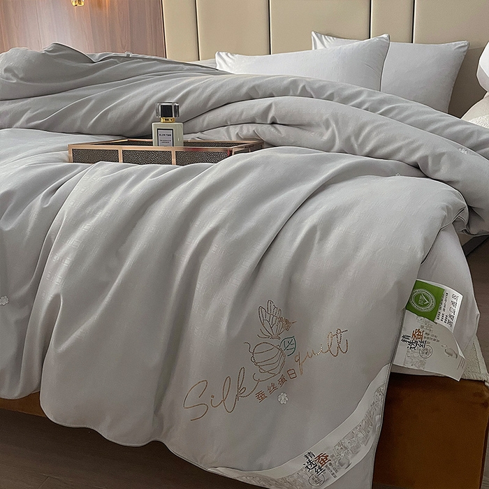 91家纺网 家纺一手货源 找家纺 蓝庭 2023新款提花抗菌被子被芯夏被空调被春秋被冬被 灰色