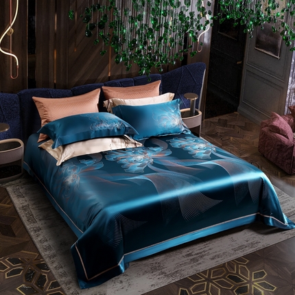 91家纺网 家纺一手货源 找家纺 2025新款色织大提花全真丝桑蚕丝四件套