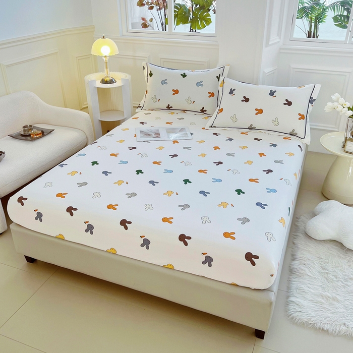 91家纺网 家纺一手货源 找家纺 新款60支13376纯棉印花四件套系列-单床笠 兔宝宝