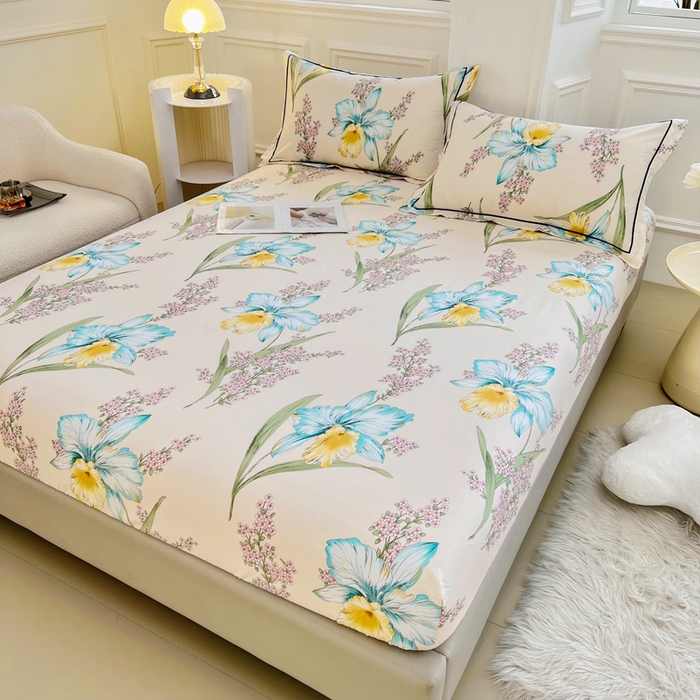 91家纺网 家纺一手货源 找家纺 新款60支13376纯棉印花四件套系列-单床笠 甜蜜蜜