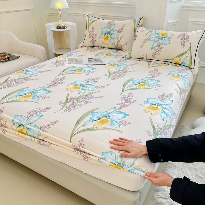 91家纺网 家纺一手货源 找家纺 新款60支13376纯棉印花四件套系列-单床笠 甜蜜蜜