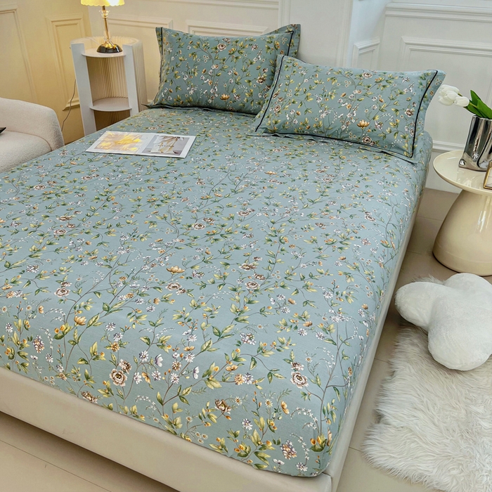 91家纺网 家纺一手货源 找家纺 新款60支13376纯棉印花四件套系列-单床笠 望春分