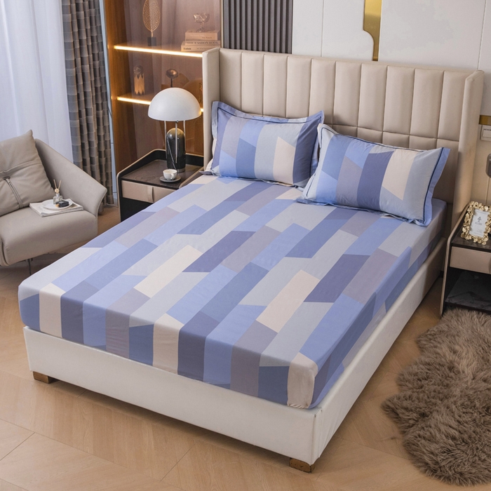 91家纺网 家纺一手货源 找家纺 新款60支13376纯棉印花四件套系列-单床笠 蔚来