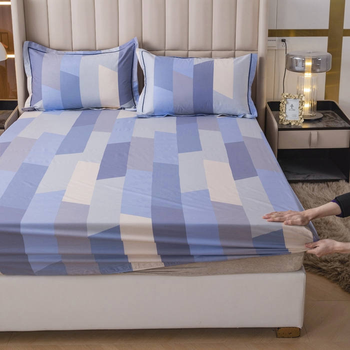 91家纺网 家纺一手货源 找家纺 新款60支13376纯棉印花四件套系列-单床笠 蔚来