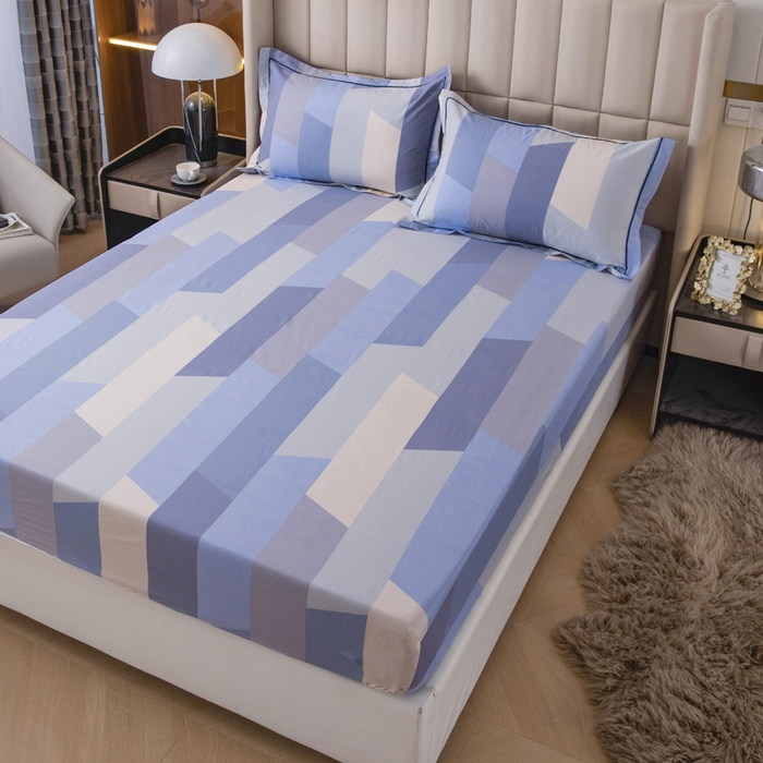 91家纺网 家纺一手货源 找家纺 新款60支13376纯棉印花四件套系列-单床笠 蔚来