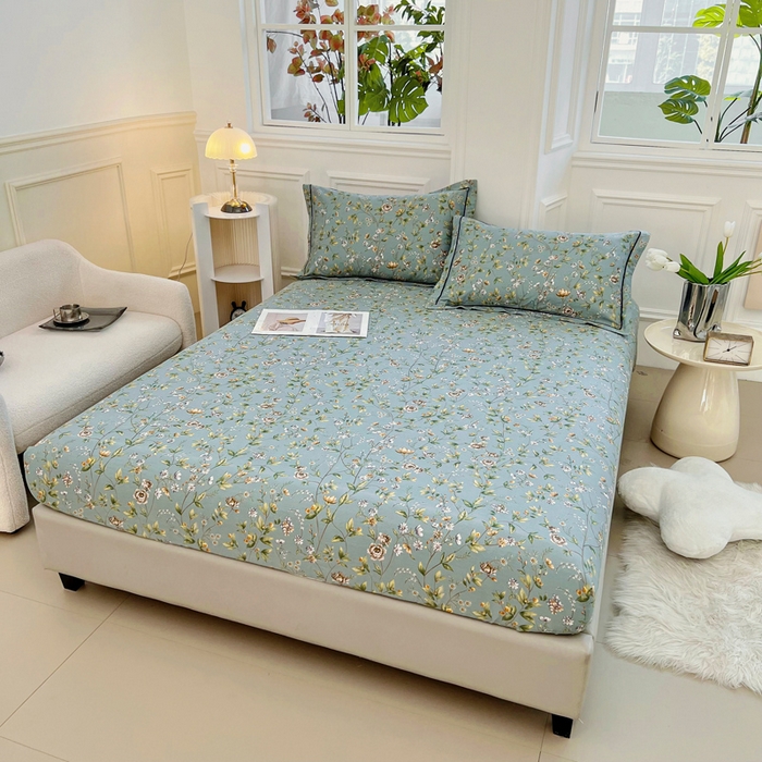 91家纺网 家纺一手货源 找家纺 新款60支13376纯棉印花四件套系列-单床笠 望春分