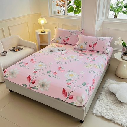 91家纺网 家纺一手货源 找家纺 新款60支13376纯棉印花四件套系列-单床笠 自由之花