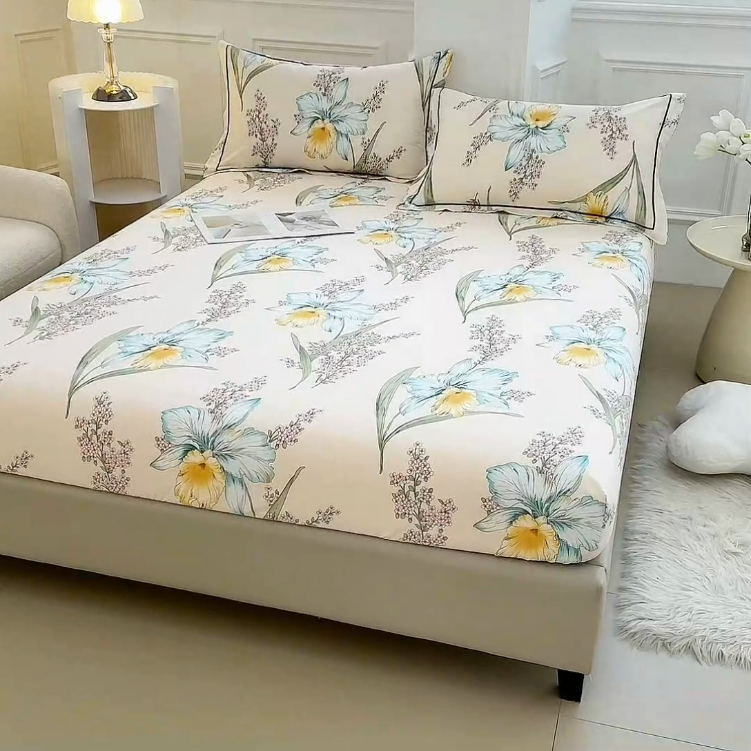 91家纺网 家纺一手货源 找家纺 新款60支13376纯棉印花四件套系列-单床笠 甜蜜蜜