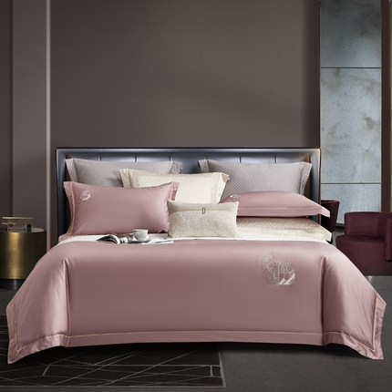 琉宿  2023新款澳棉CR工艺50s双股长绒棉绣花四件套露西亚刺绣系列 露西亚-香芋紫