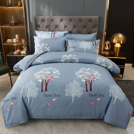  爱一个家 2023新款植物羊绒四件套 清新绿叶