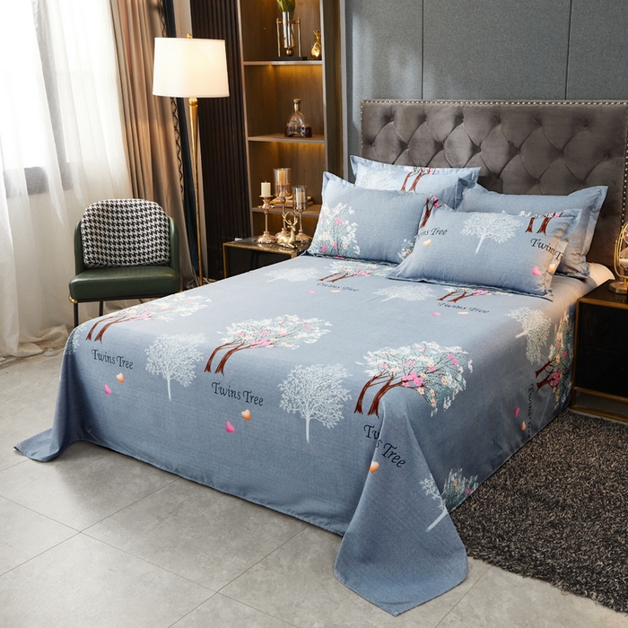 91家纺网 家纺一手货源 找家纺  爱一个家 2023新款植物羊绒四件套 清新绿叶