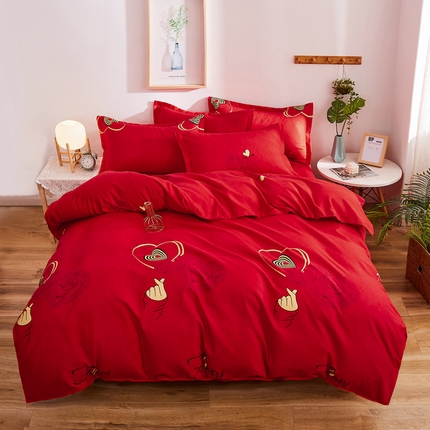  爱一个家 2024新款植物羊绒四件套 爱相随