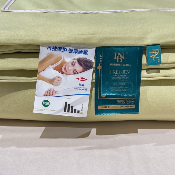 91家纺网 家纺一手货源 找家纺 优姿 2024新款仿棉麻抗菌绣花夏被 蝶纷飞-绿