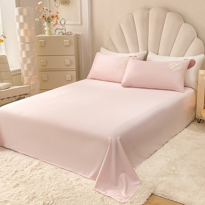 91家纺网 家纺一手货源 找家纺 艾米家居 2025新款水洗真丝刺绣四件套-爱心系列 爱心粉