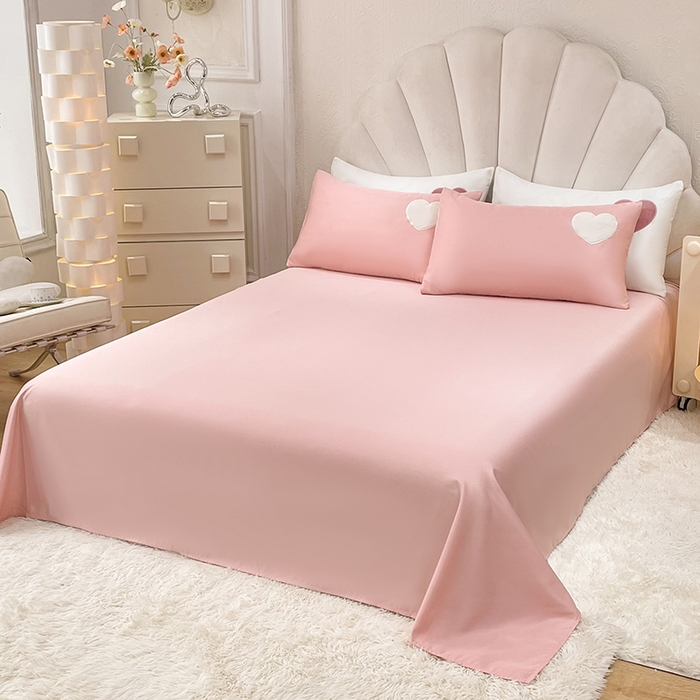 91家纺网 家纺一手货源 找家纺 艾米家居 2025新款水洗真丝刺绣四件套-爱心系列 爱心豆沙