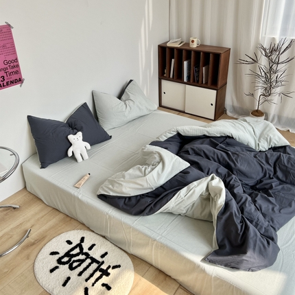 91家纺网 家纺一手货源 找家纺 （总）六巷胡同 2023新款小红书博主风条纹全棉水洗棉纯棉四件套