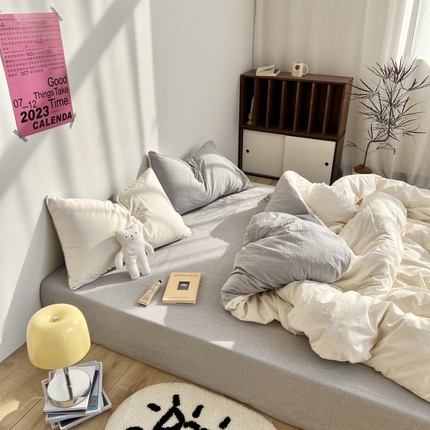 91家纺网 家纺一手货源 找家纺 （总）六巷胡同 2023新款小红书博主风条纹全棉水洗棉纯棉四件套