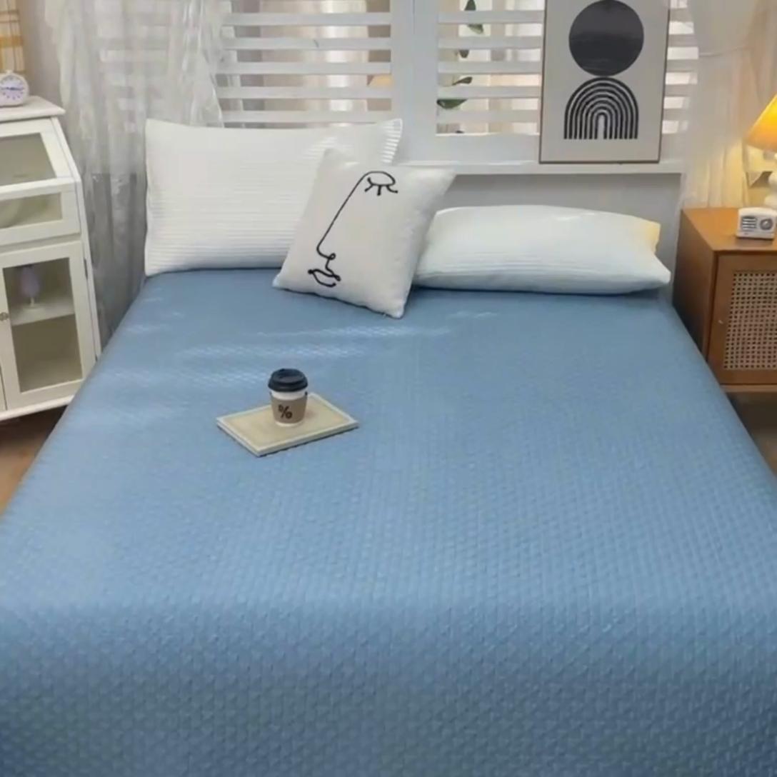 91家纺网 家纺一手货源 找家纺 卡奥  2023新款天丝床盖夏被 鸢尾蓝