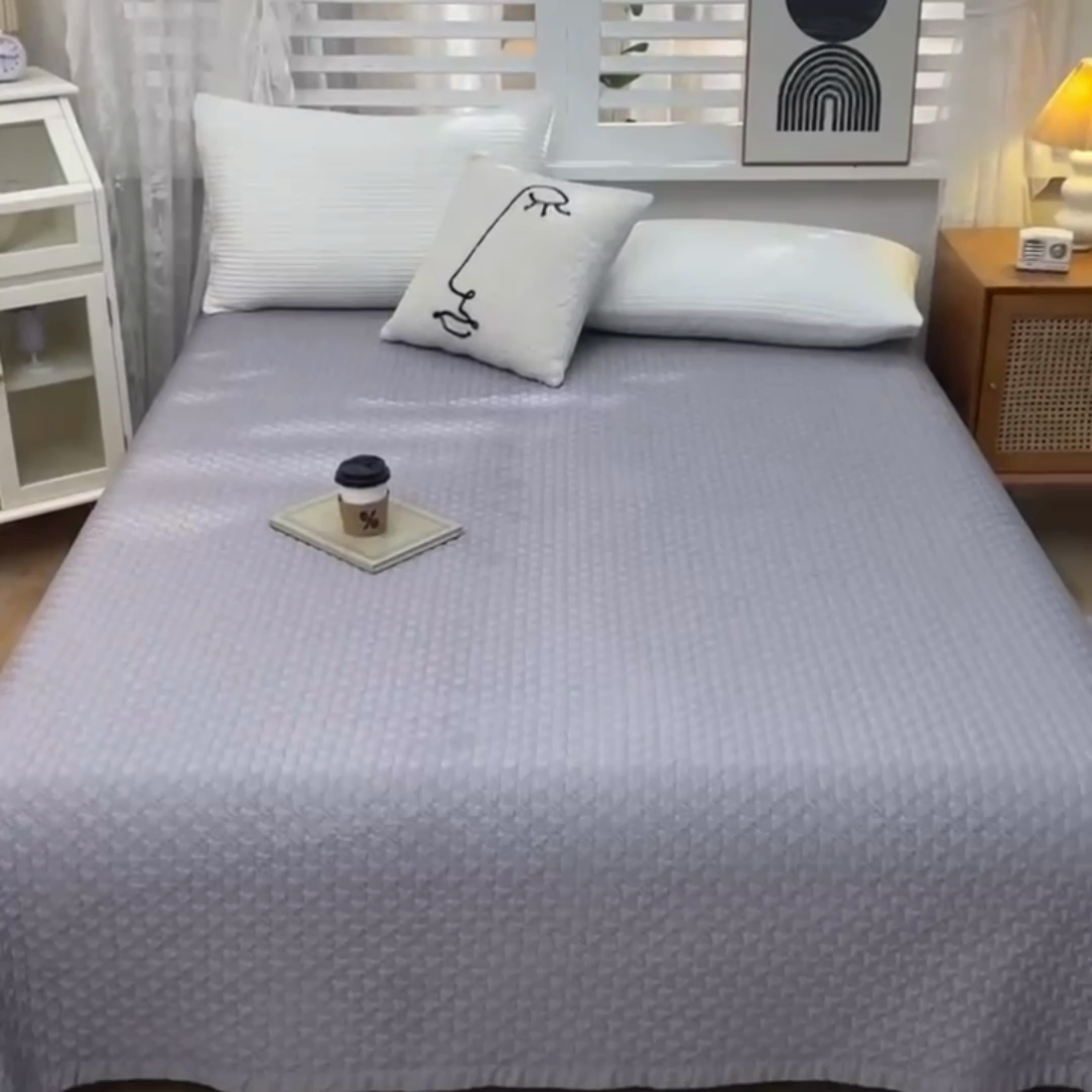 91家纺网 家纺一手货源 找家纺 卡奥  2023新款天丝床盖夏被 罗马灰