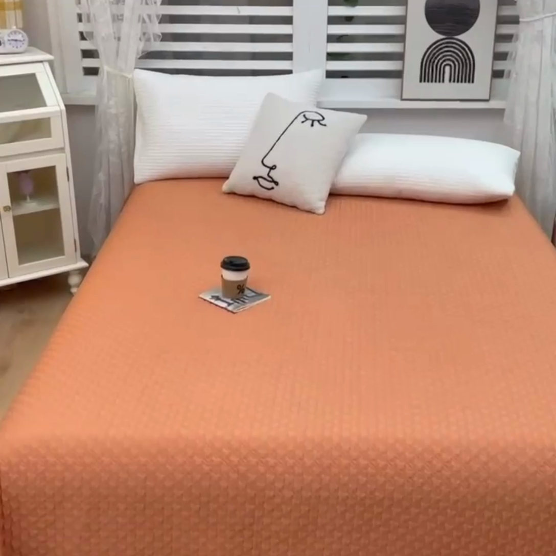 91家纺网 家纺一手货源 找家纺 卡奥  2023新款天丝床盖夏被 雾橙