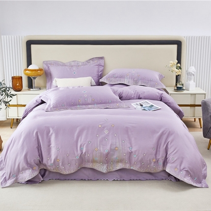 91家纺网 家纺一手货源 找家纺 （总）星尚2023款100支长绒棉绣花四件套-摩登丽人