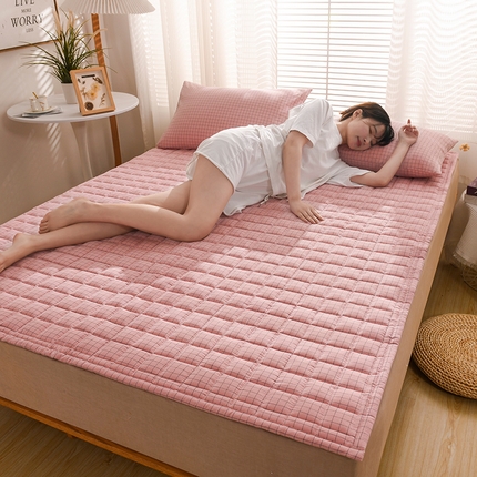 恋绒 2023新款A类全棉色织水洗棉床垫软床垫床褥垫子 水洗棉-豆沙格