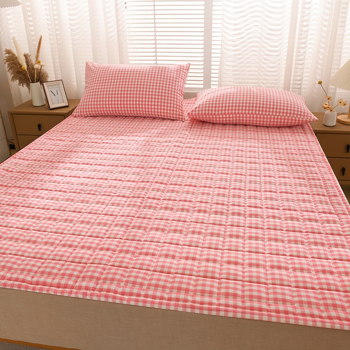 91家纺网 家纺一手货源 找家纺 恋绒 2023新款A类全棉色织水洗棉床垫软床垫床褥垫子 水洗棉-粉格