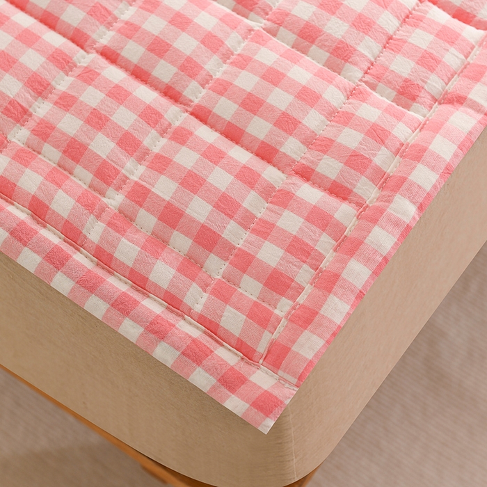 91家纺网 家纺一手货源 找家纺 恋绒 2023新款A类全棉色织水洗棉床垫软床垫床褥垫子 水洗棉-粉格