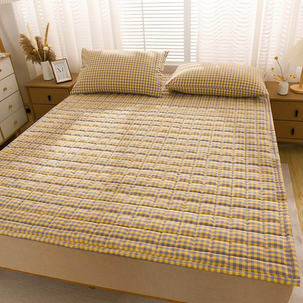 恋绒 2023新款A类全棉色织水洗棉床垫软床垫床褥垫子 水洗棉-黄蓝格