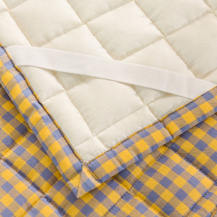 91家纺网 家纺一手货源 找家纺 恋绒 2023新款A类全棉色织水洗棉床垫软床垫床褥垫子 水洗棉-黄蓝格