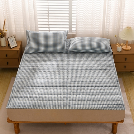 恋绒 2023新款A类全棉色织水洗棉床垫软床垫床褥垫子 水洗棉-蓝格