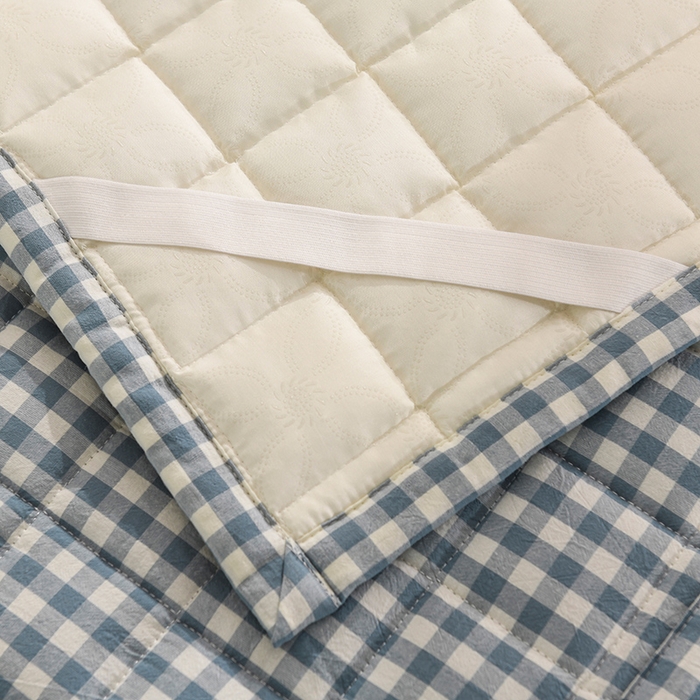 91家纺网 家纺一手货源 找家纺 恋绒 2023新款A类全棉色织水洗棉床垫软床垫床褥垫子 水洗棉-蓝格