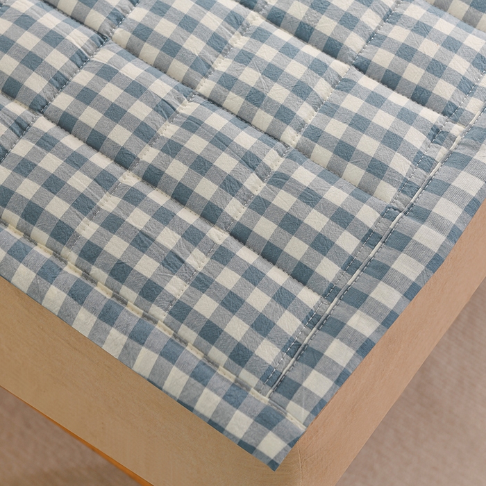 91家纺网 家纺一手货源 找家纺 恋绒 2023新款A类全棉色织水洗棉床垫软床垫床褥垫子 水洗棉-蓝格