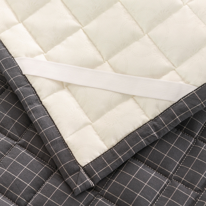 91家纺网 家纺一手货源 找家纺 恋绒 2023新款A类全棉色织水洗棉床垫软床垫床褥垫子 水洗棉-深灰格