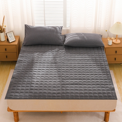 恋绒 2023新款A类全棉色织水洗棉床垫软床垫床褥垫子 水洗棉-深灰格