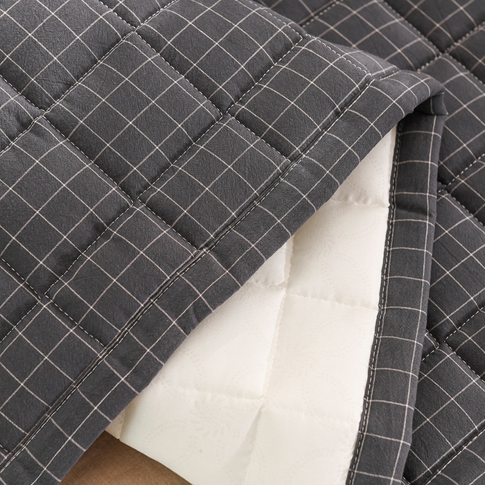 91家纺网 家纺一手货源 找家纺 恋绒 2023新款A类全棉色织水洗棉床垫软床垫床褥垫子 水洗棉-深灰格