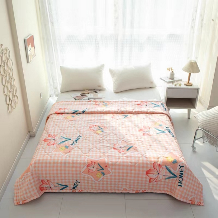 91家纺网 家纺一手货源 找家纺 被多多 2023新款舒适可水洗钻石绒夏凉被 玉格花